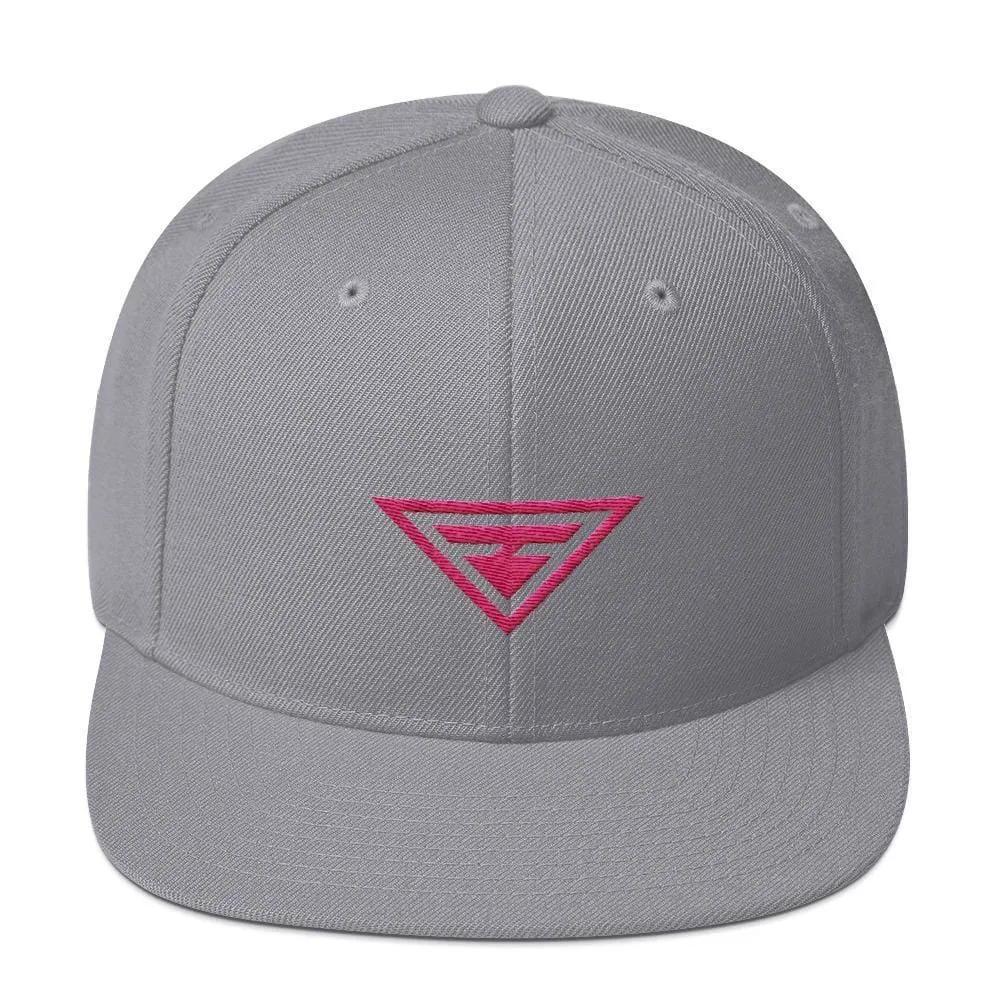 Hero Snapback Hat with Flat Brim Embroidered in Pink Thread