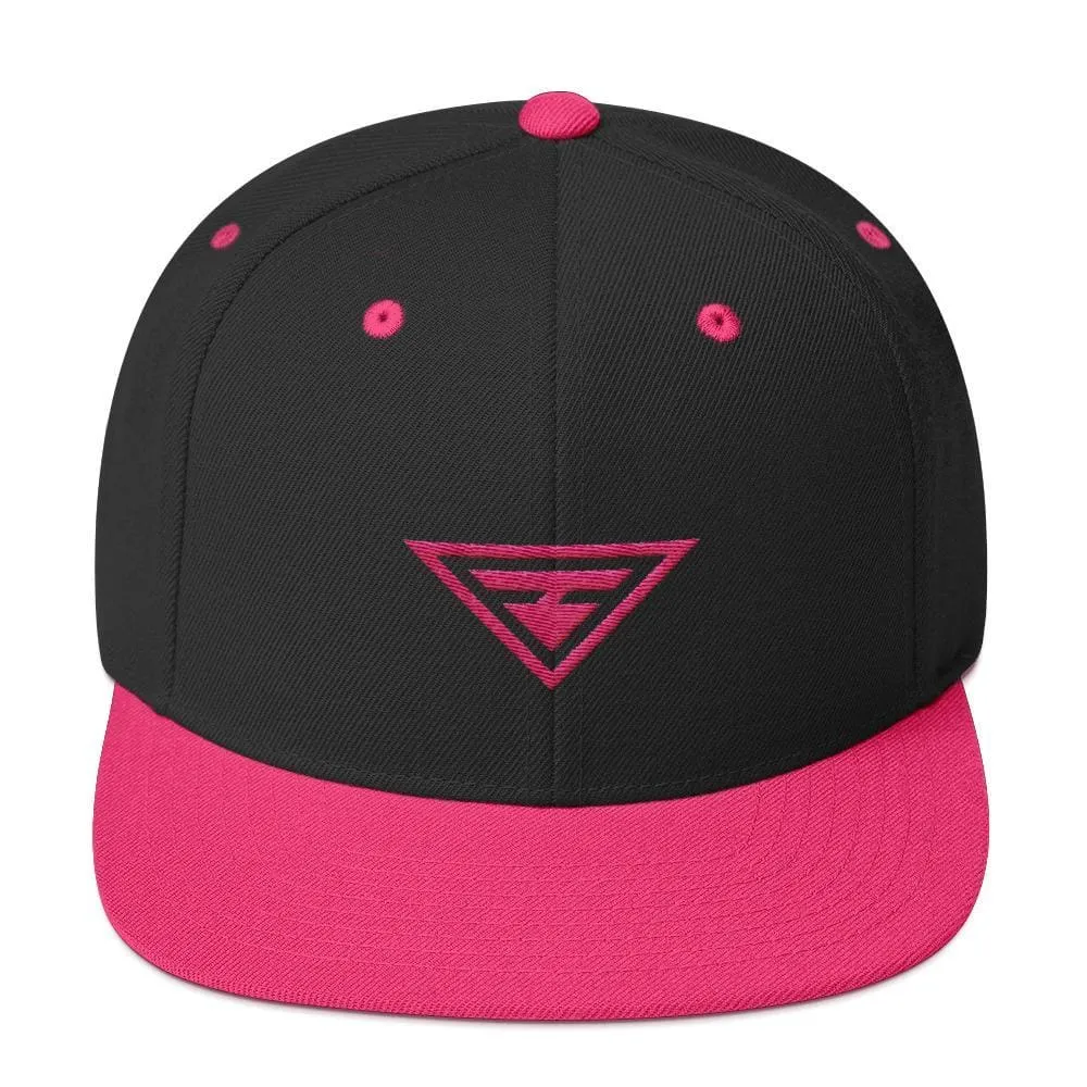 Hero Snapback Hat with Flat Brim Embroidered in Pink Thread