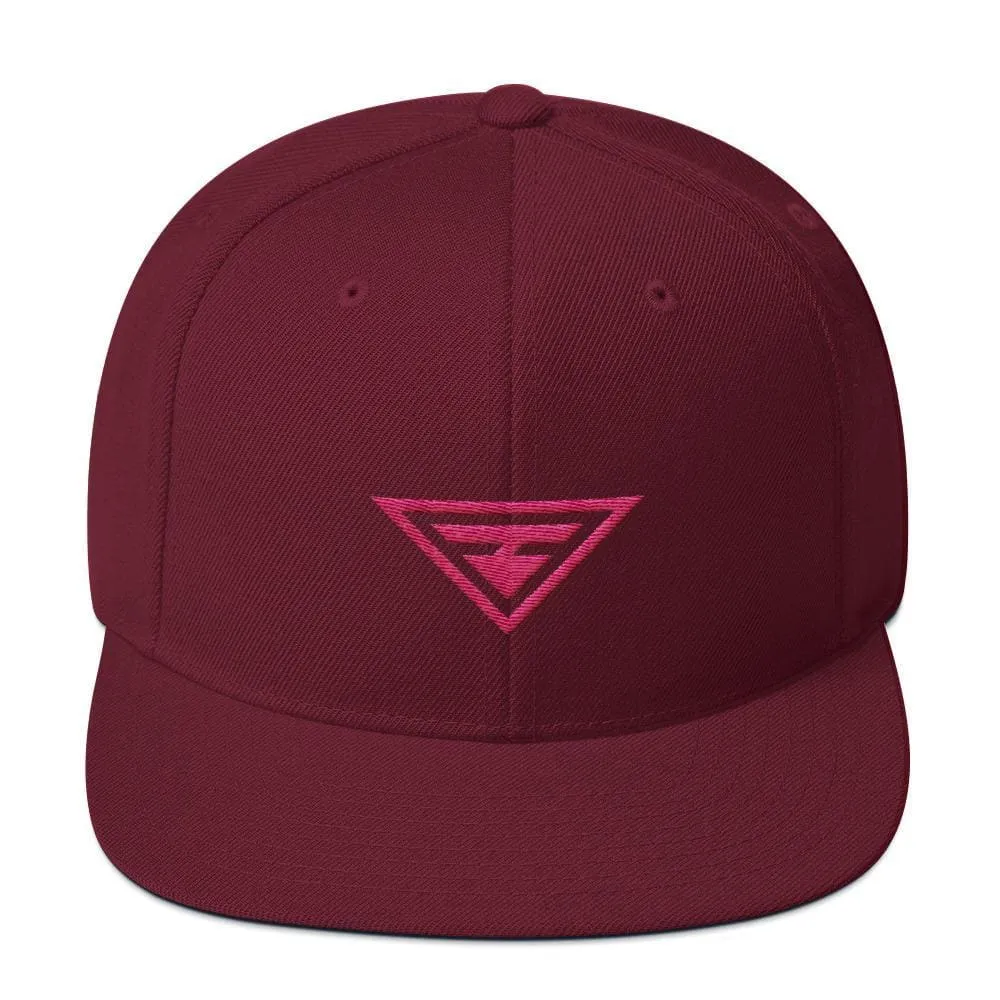 Hero Snapback Hat with Flat Brim Embroidered in Pink Thread
