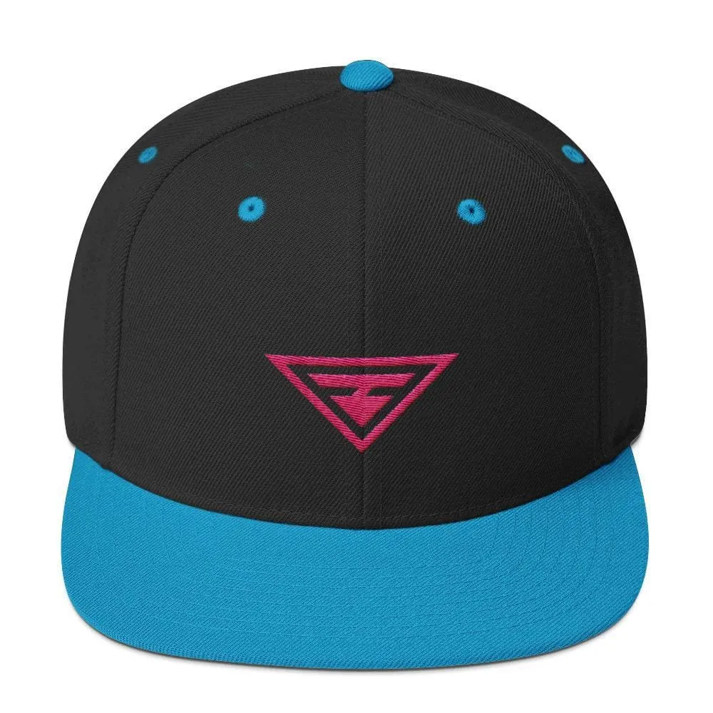 Hero Snapback Hat with Flat Brim Embroidered in Pink Thread
