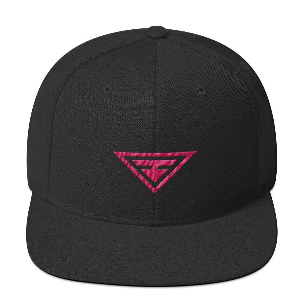 Hero Snapback Hat with Flat Brim Embroidered in Pink Thread