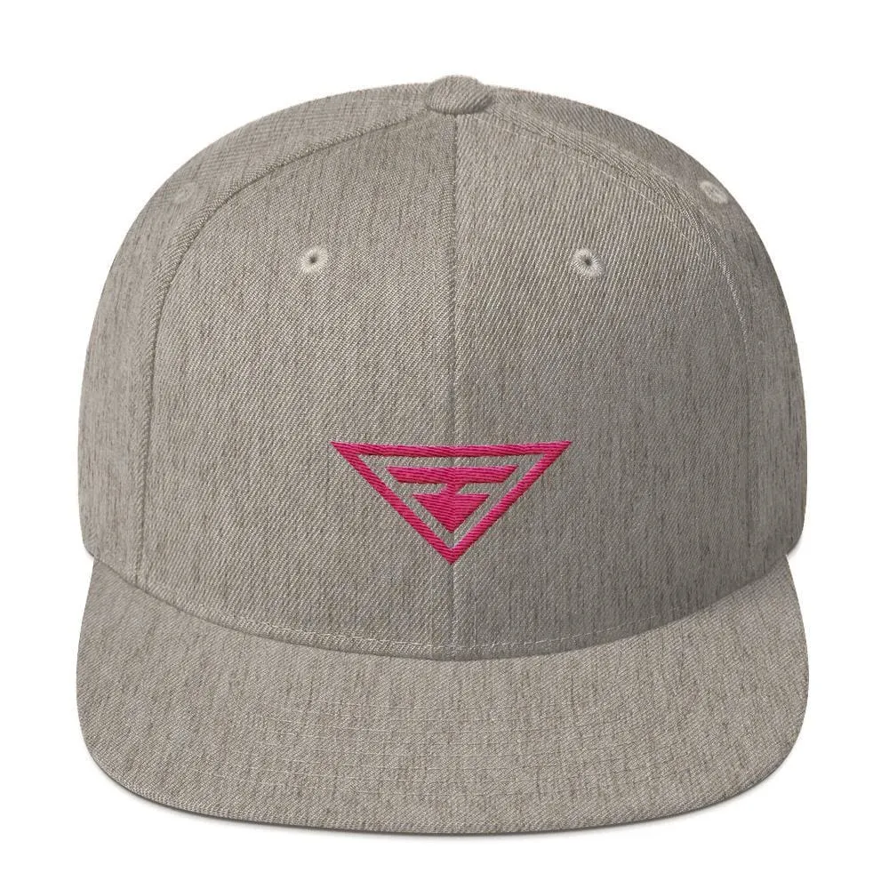 Hero Snapback Hat with Flat Brim Embroidered in Pink Thread