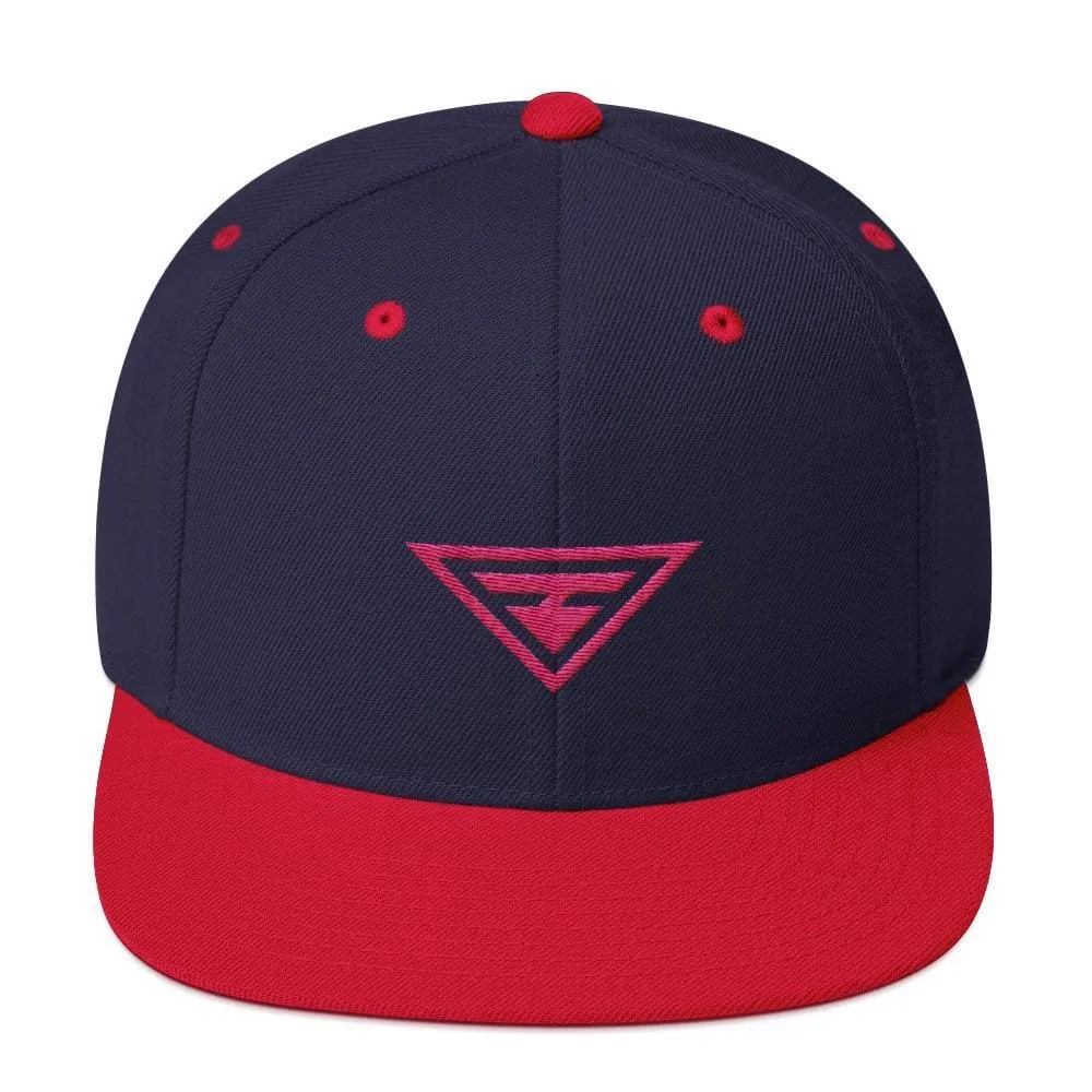 Hero Snapback Hat with Flat Brim Embroidered in Pink Thread