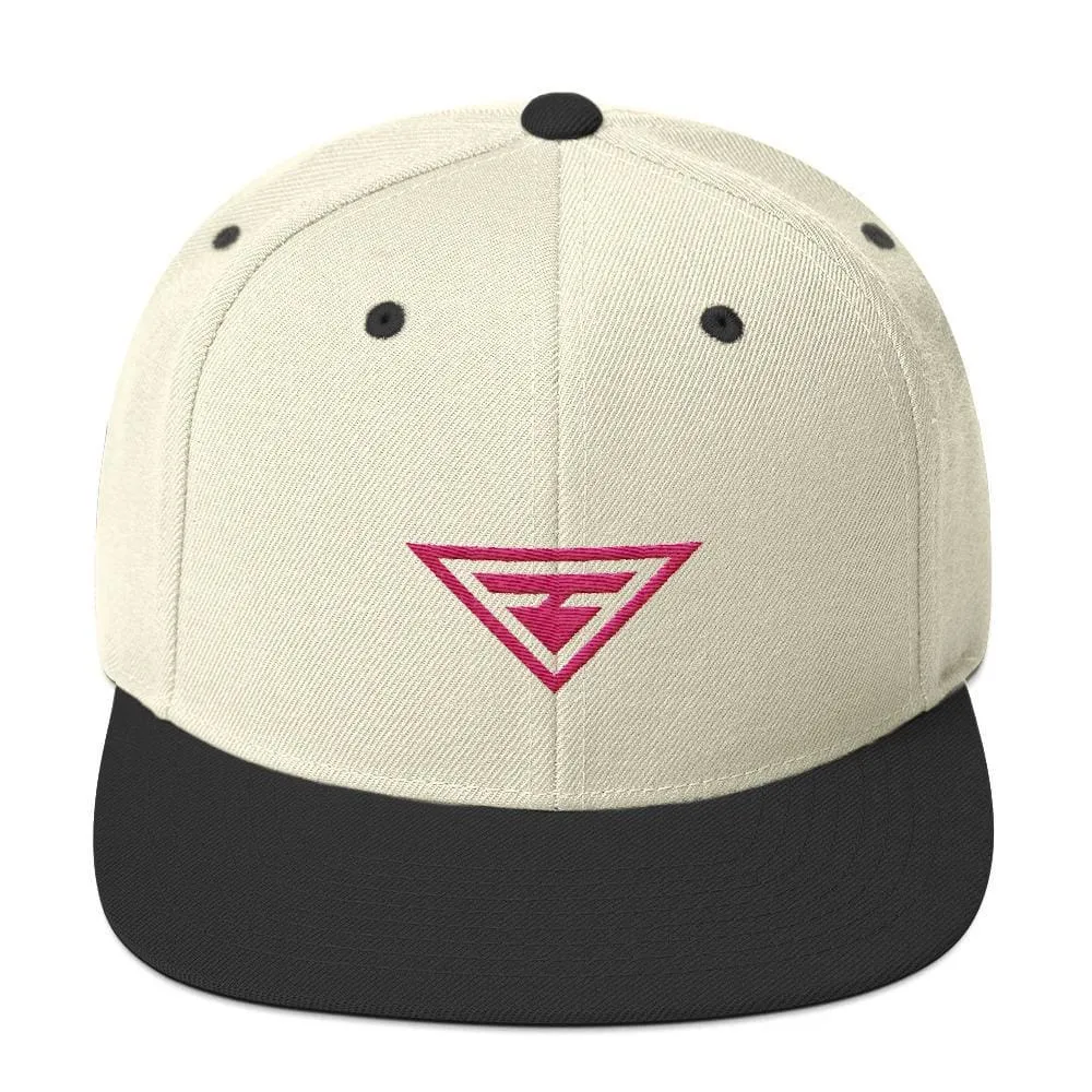 Hero Snapback Hat with Flat Brim Embroidered in Pink Thread