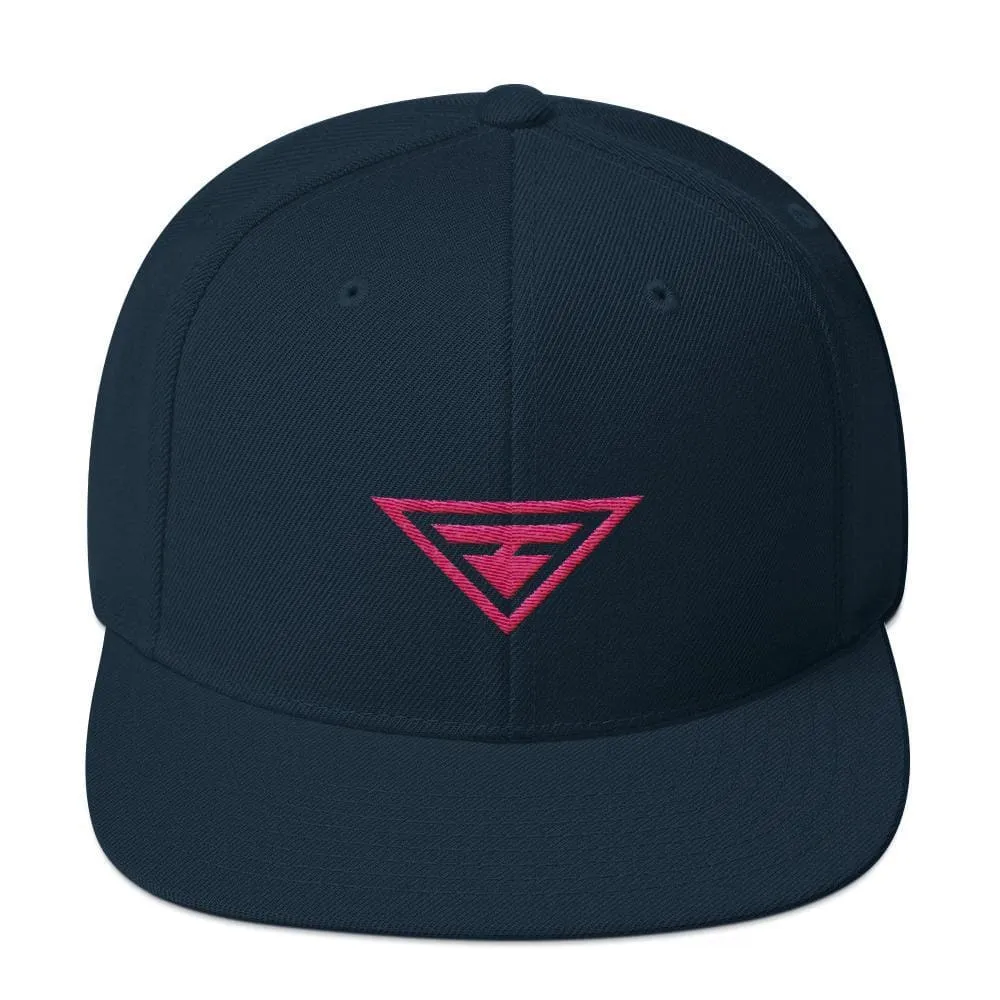 Hero Snapback Hat with Flat Brim Embroidered in Pink Thread