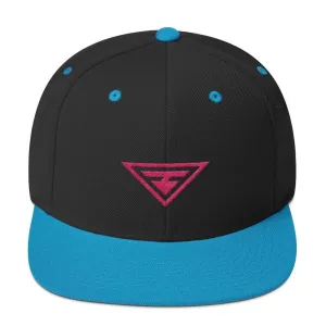 Hero Snapback Hat with Flat Brim Embroidered in Pink Thread