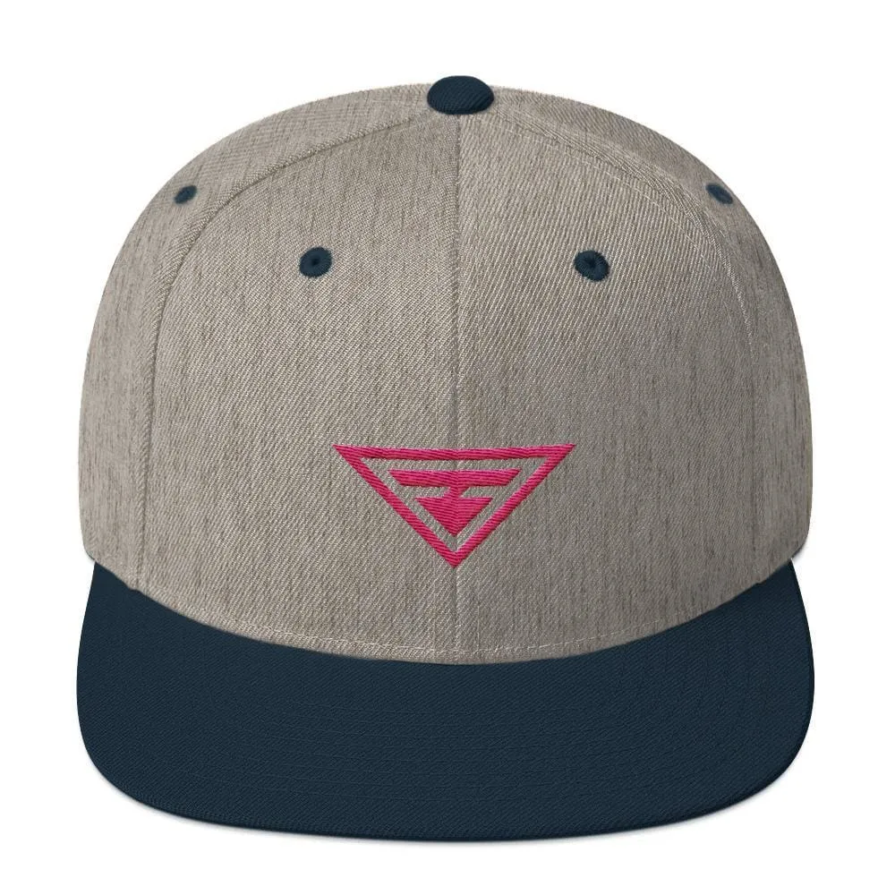 Hero Snapback Hat with Flat Brim Embroidered in Pink Thread
