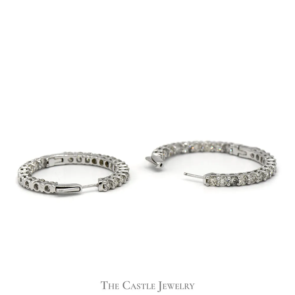 Hollywood Hoop In and Out 7cttw Diamond Earrings in 14k White Gold
