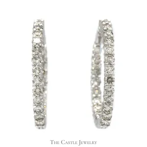 Hollywood Hoop In and Out 7cttw Diamond Earrings in 14k White Gold