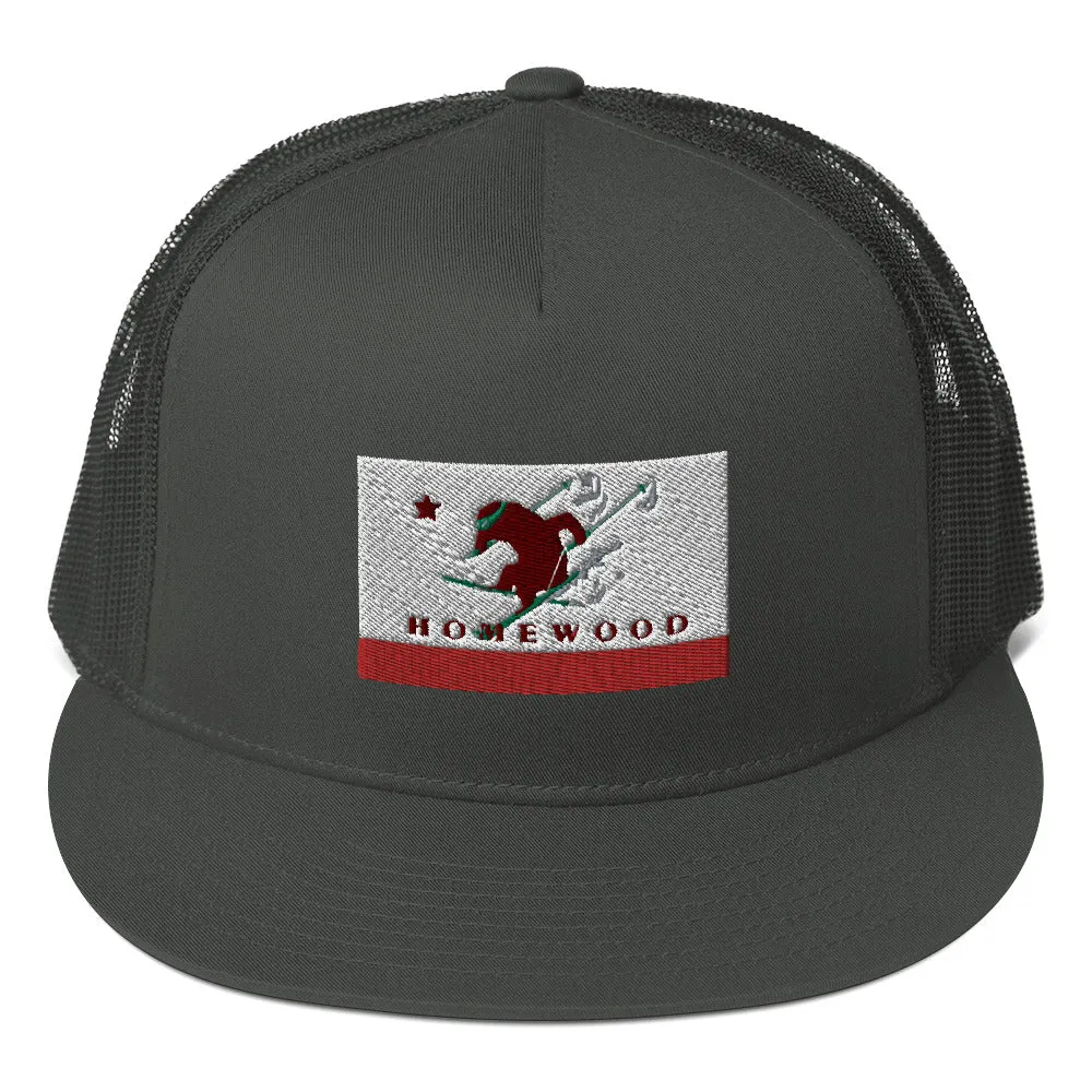 Homewood CA Flag Ski Trucker Cap