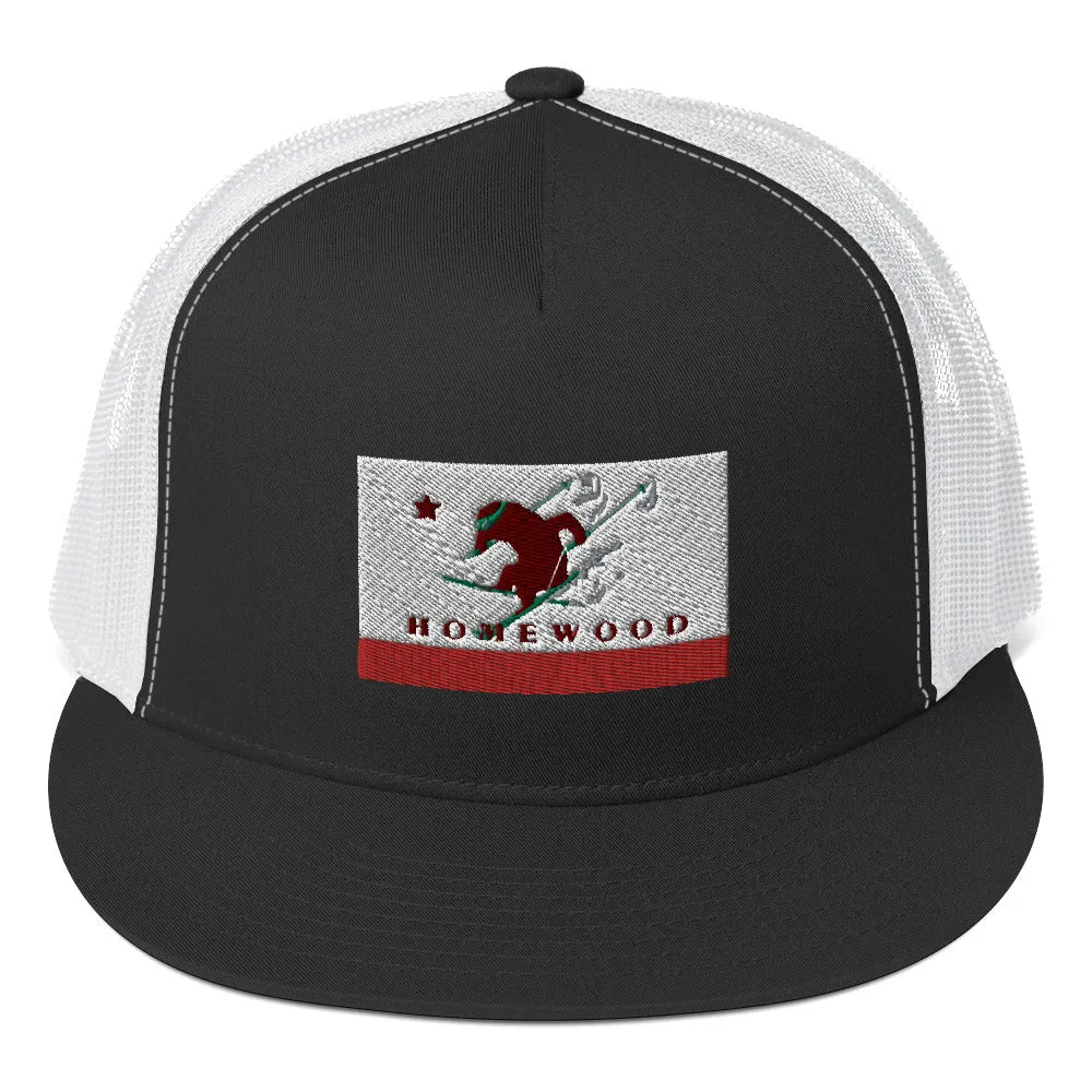 Homewood CA Flag Ski Trucker Cap