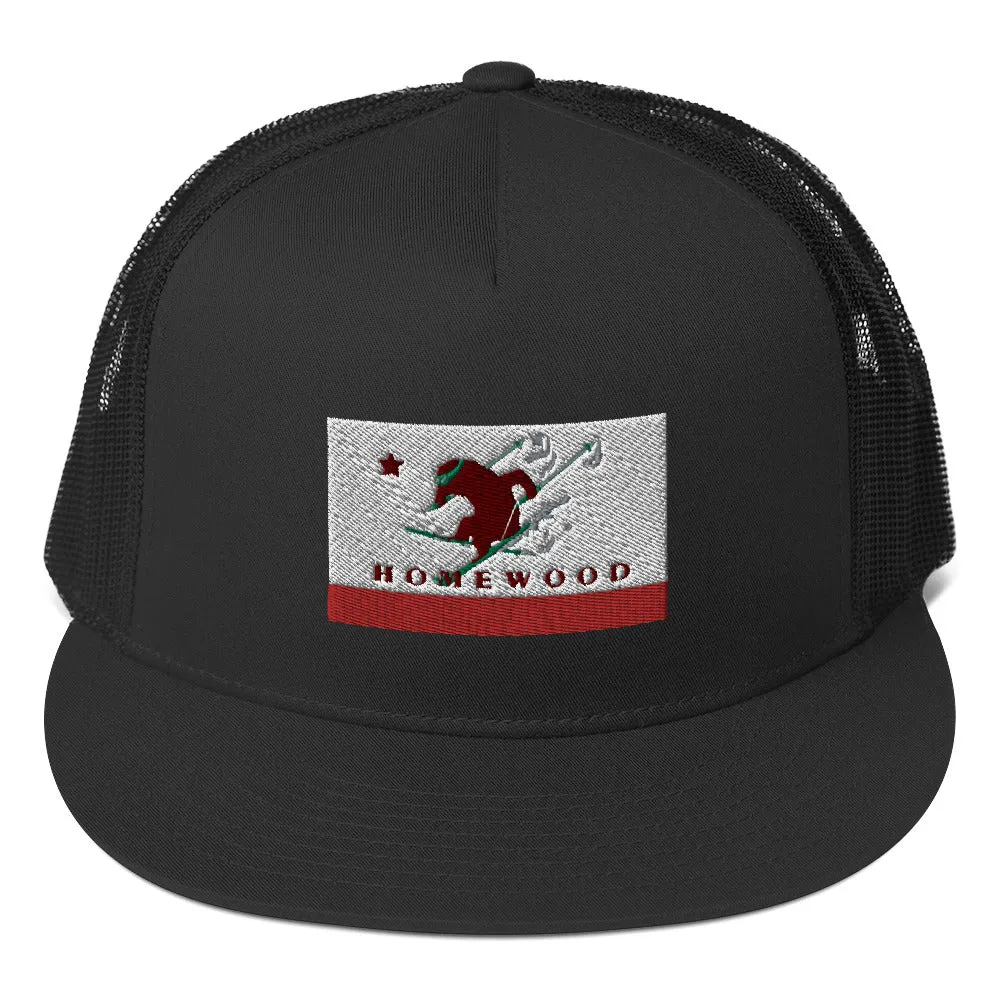 Homewood CA Flag Ski Trucker Cap