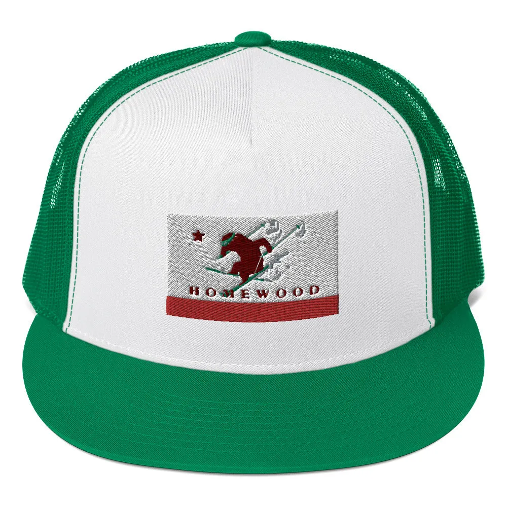 Homewood CA Flag Ski Trucker Cap