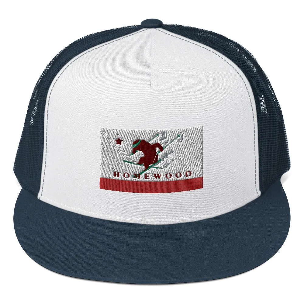 Homewood CA Flag Ski Trucker Cap