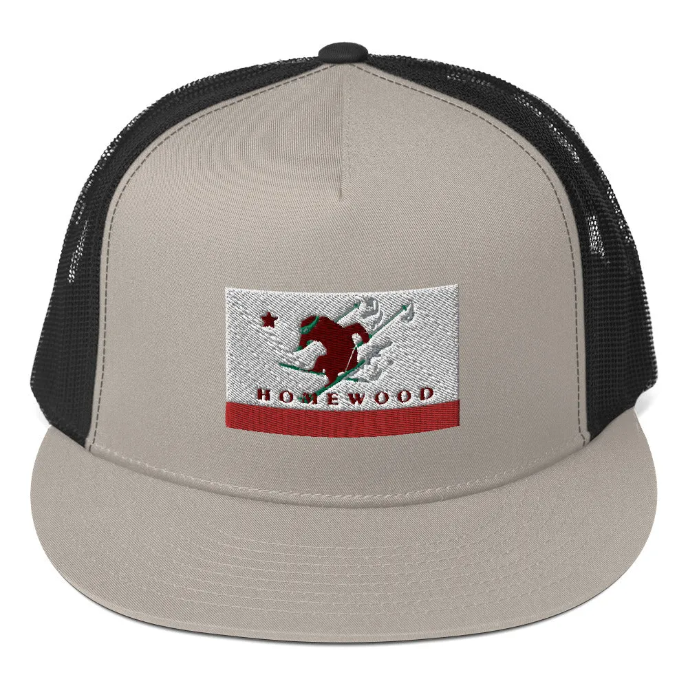 Homewood CA Flag Ski Trucker Cap