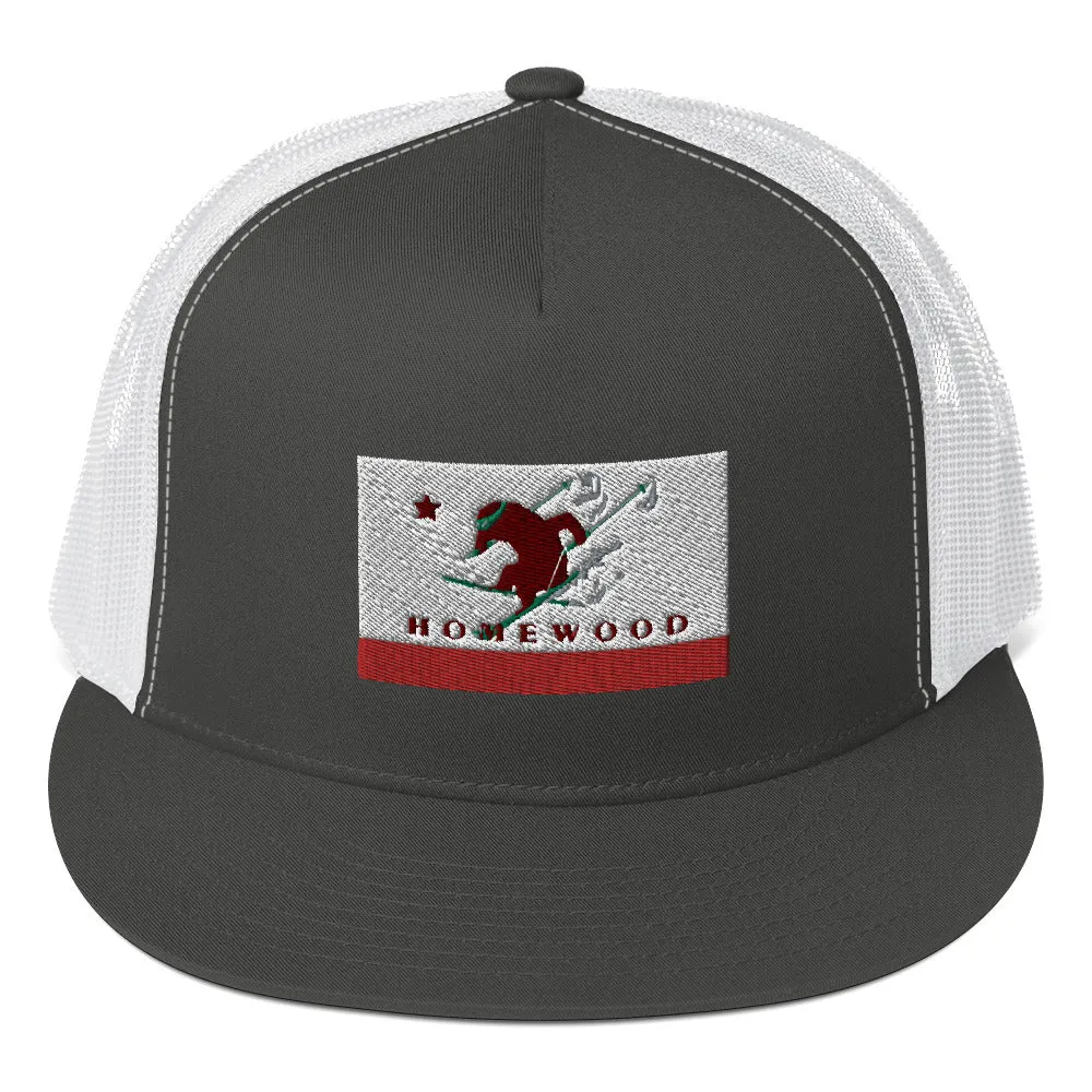 Homewood CA Flag Ski Trucker Cap