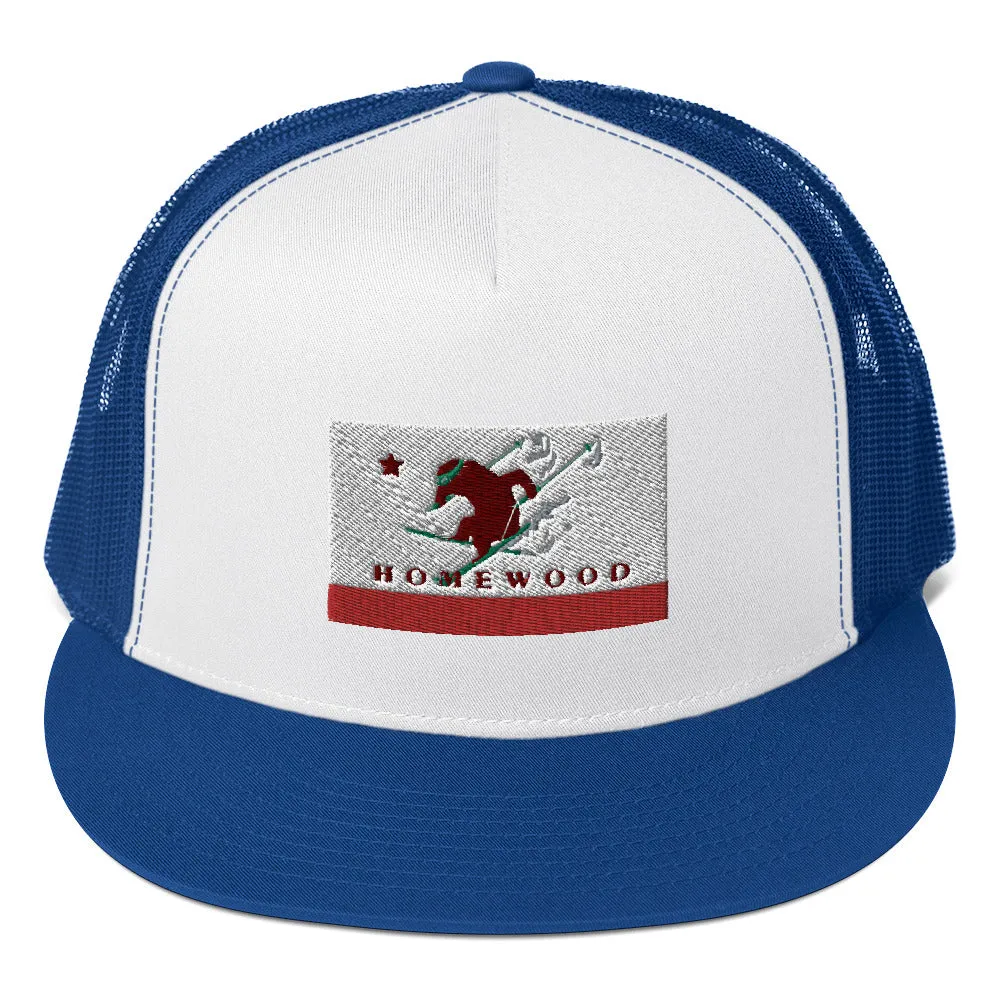 Homewood CA Flag Ski Trucker Cap