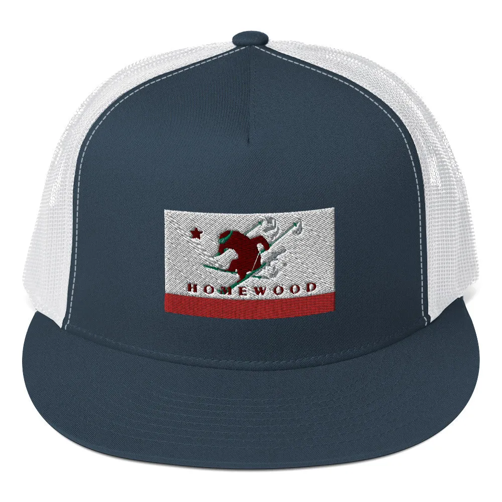 Homewood CA Flag Ski Trucker Cap