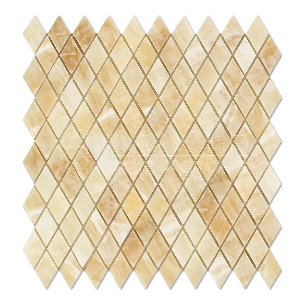 Honey Onyx 1 X 2 Diamond - Rhomboid Mosaic Tile, Polished