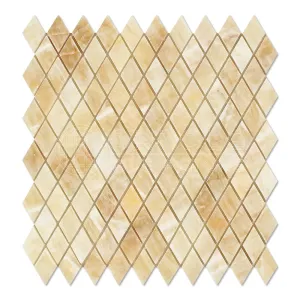 Honey Onyx 1 X 2 Diamond - Rhomboid Mosaic Tile, Polished
