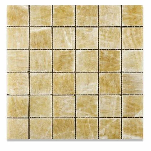 Honey Onyx 2 x 2 Polished Mosaic Tile meshed on 12 x 12 sheet
