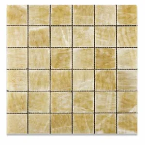 Honey Onyx 2 x 2 Polished Mosaic Tile meshed on 12 x 12 sheet