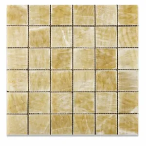 Honey Onyx 2 X 2 Polished Premium Mosaic Tile on Mesh (Lot of 50 sq. ft.)