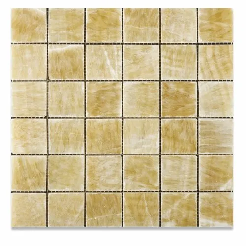 Honey Onyx 2 X 2 Polished Premium Mosaic Tile on Mesh (Lot of 50 sq. ft.)