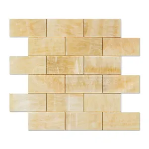 Honey Onyx 2 X 4 Brick Mosaic Tile, Polished