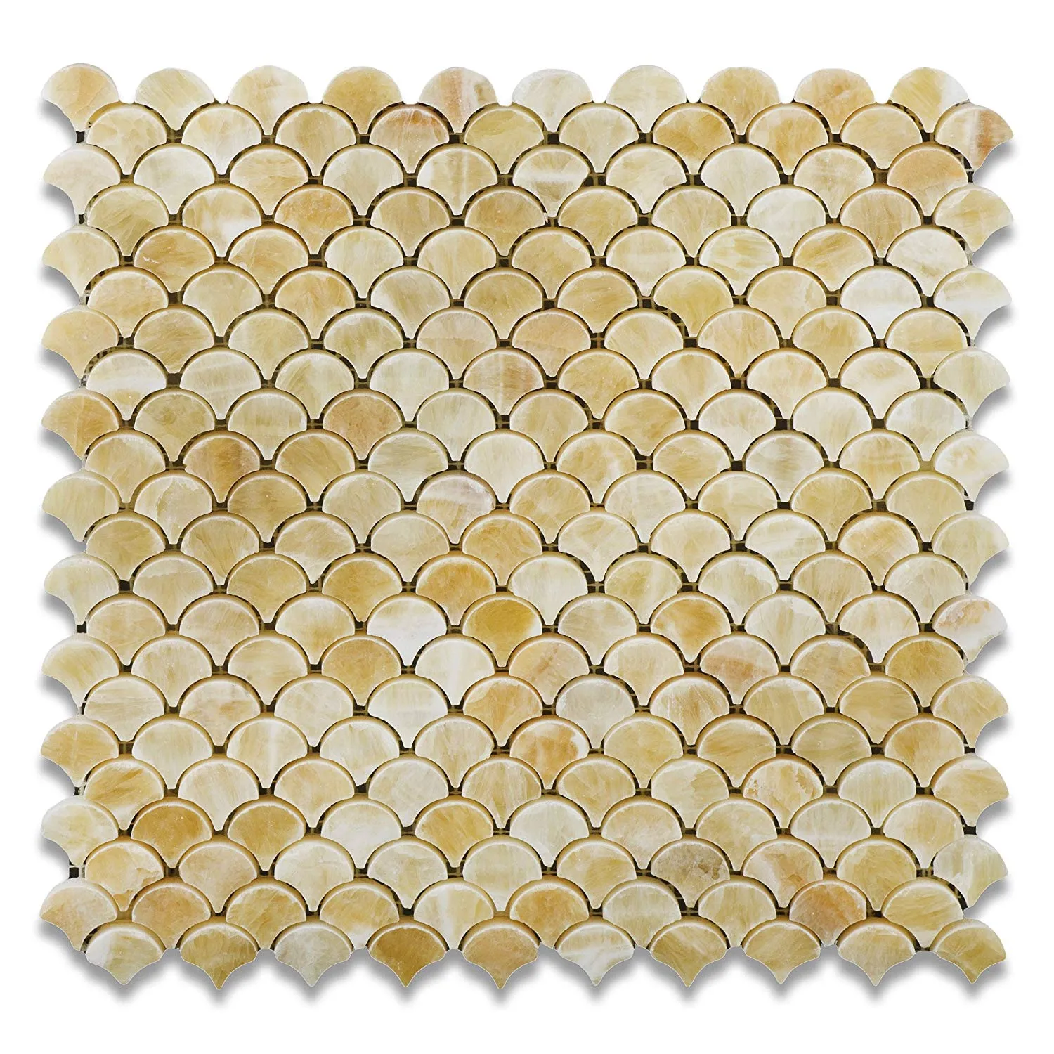 Honey Onyx Fan Mosaic Tile, Polished - 6" X 6" Sample
