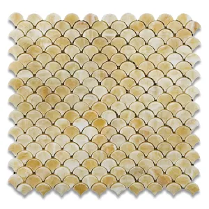 Honey Onyx Fan Mosaic Tile, Polished - 6" X 6" Sample
