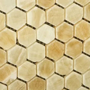 Honey Onyx Polished 1" Mini Hexagon Mosaic Tile (Lot of 50 sq. ft.)