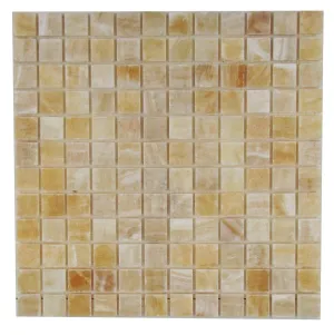 Honey Onyx Polished Mosaic 1x1 Tiles Meshed on 12x12