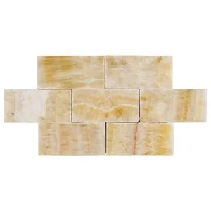 Honey Onyx Subway 3"x6" Marble Tile Premium Polished