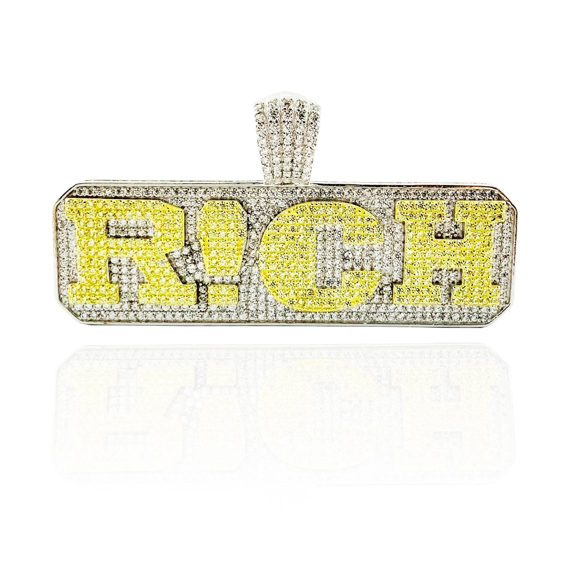 Iced-out R!ch Sign Pendant (Silver)