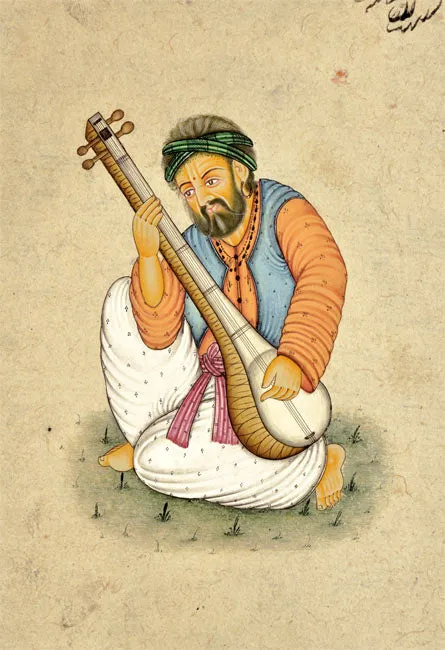 Indian Sitar Musician - Miniature Painting