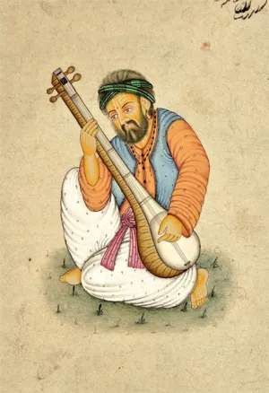Indian Sitar Musician - Miniature Painting