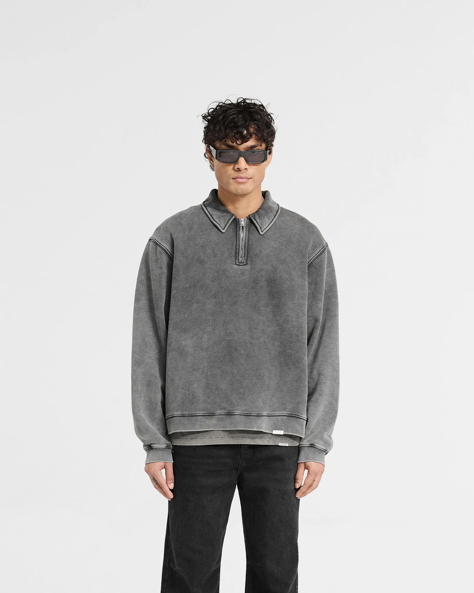 Initial Boxy Quarter Zip - Vintage Grey