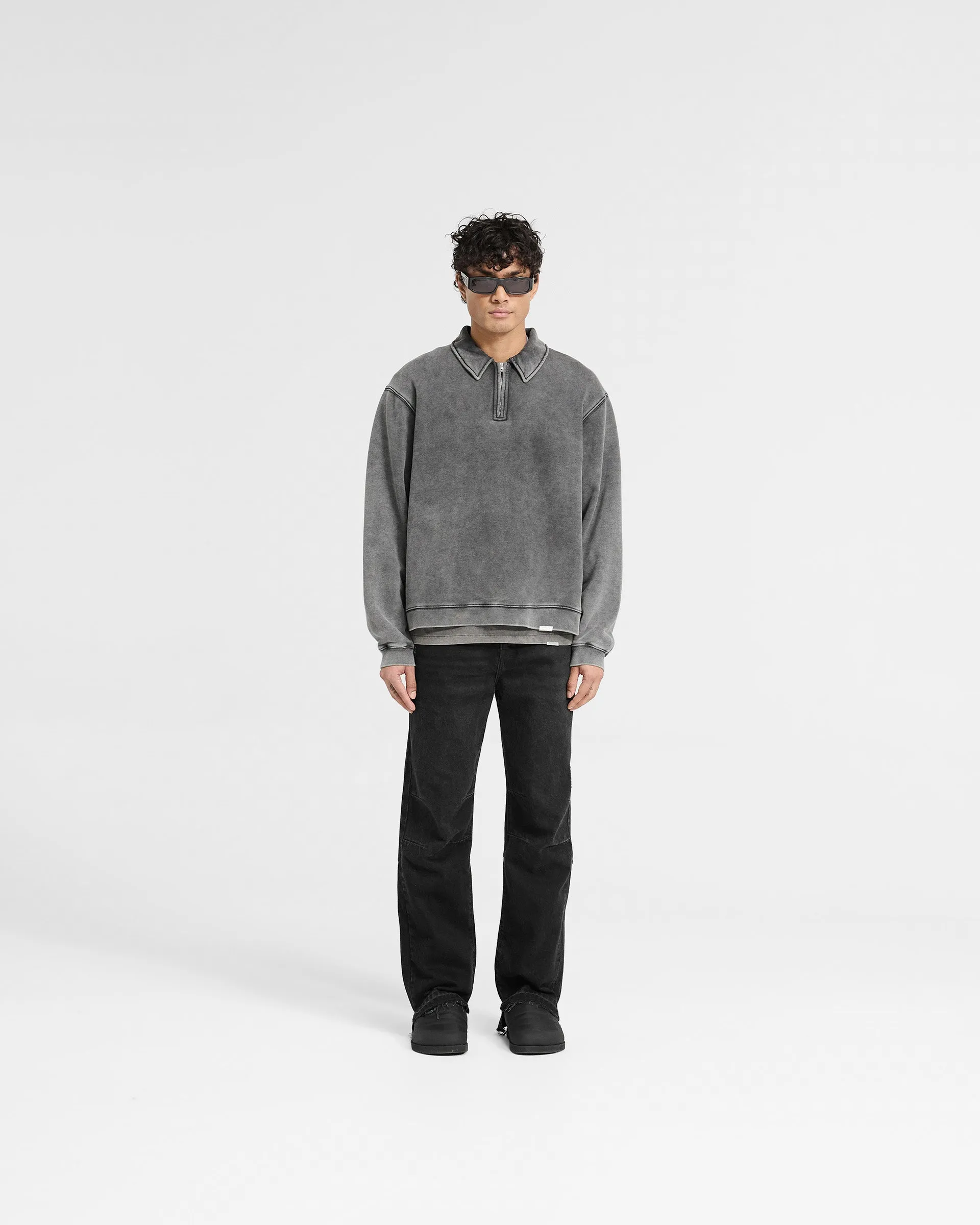 Initial Boxy Quarter Zip - Vintage Grey