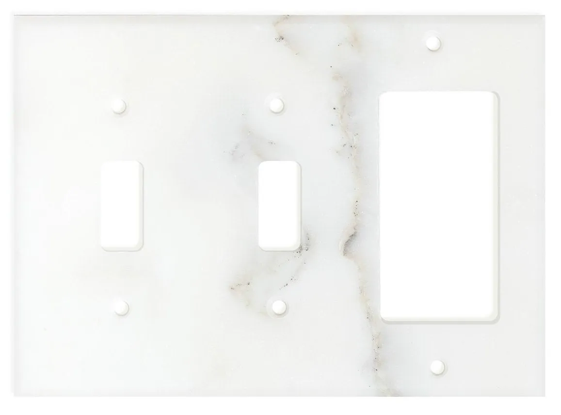 Italian Calacatta Gold Marble Switch Plate Cover, Polished (DOUBLE TOGGLE ROCKER)