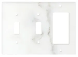 Italian Calacatta Gold Marble Switch Plate Cover, Polished (DOUBLE TOGGLE ROCKER)