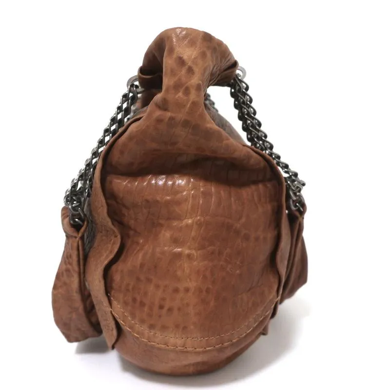 Jimmy Choo Nica Large Shoulder Bag Brown Leather Chain Strap Tote