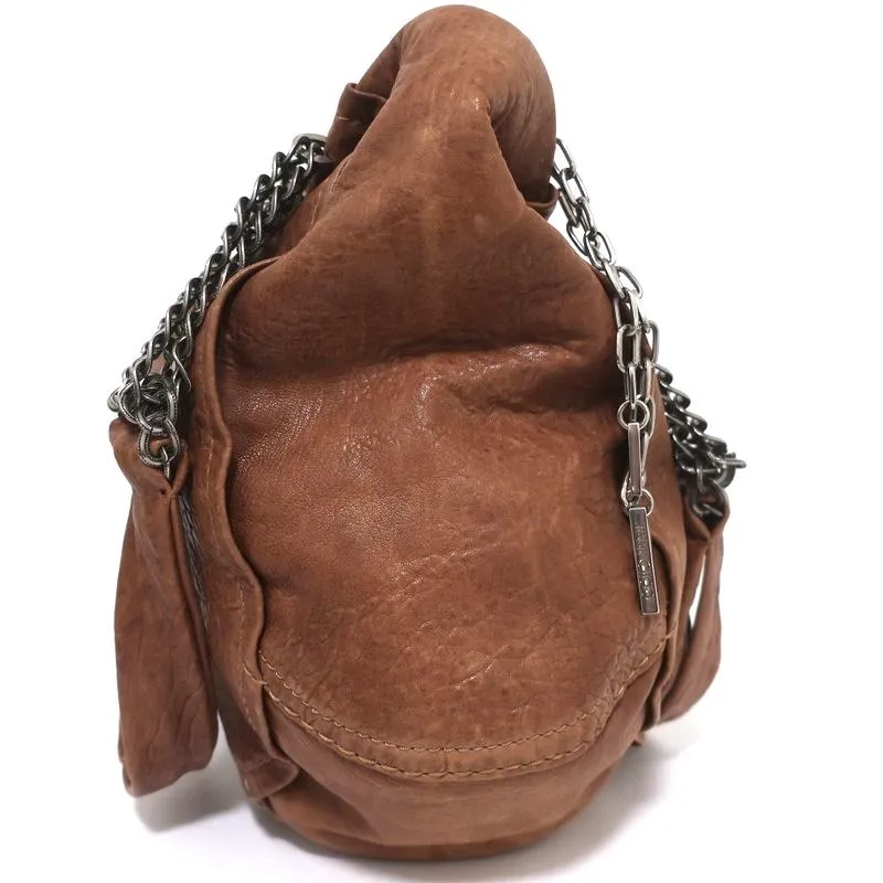Jimmy Choo Nica Large Shoulder Bag Brown Leather Chain Strap Tote