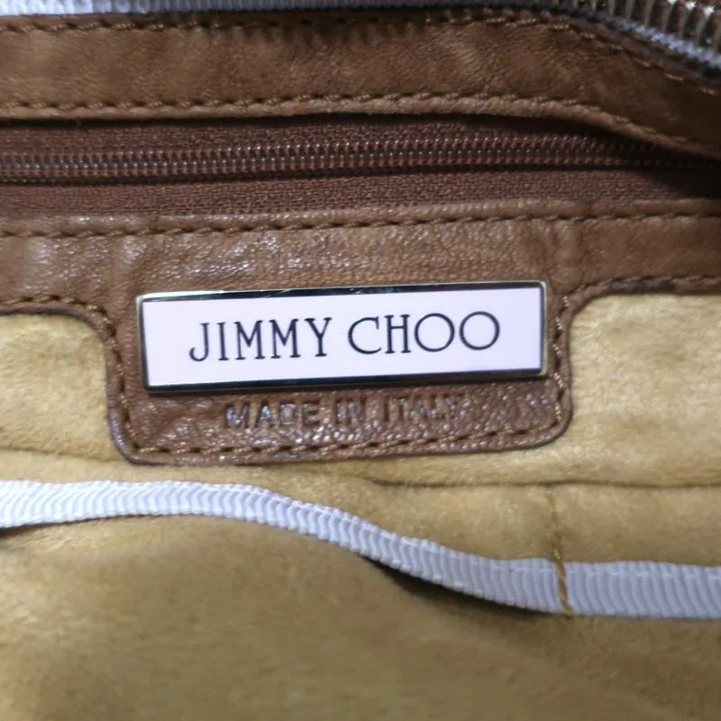 Jimmy Choo Nica Large Shoulder Bag Brown Leather Chain Strap Tote