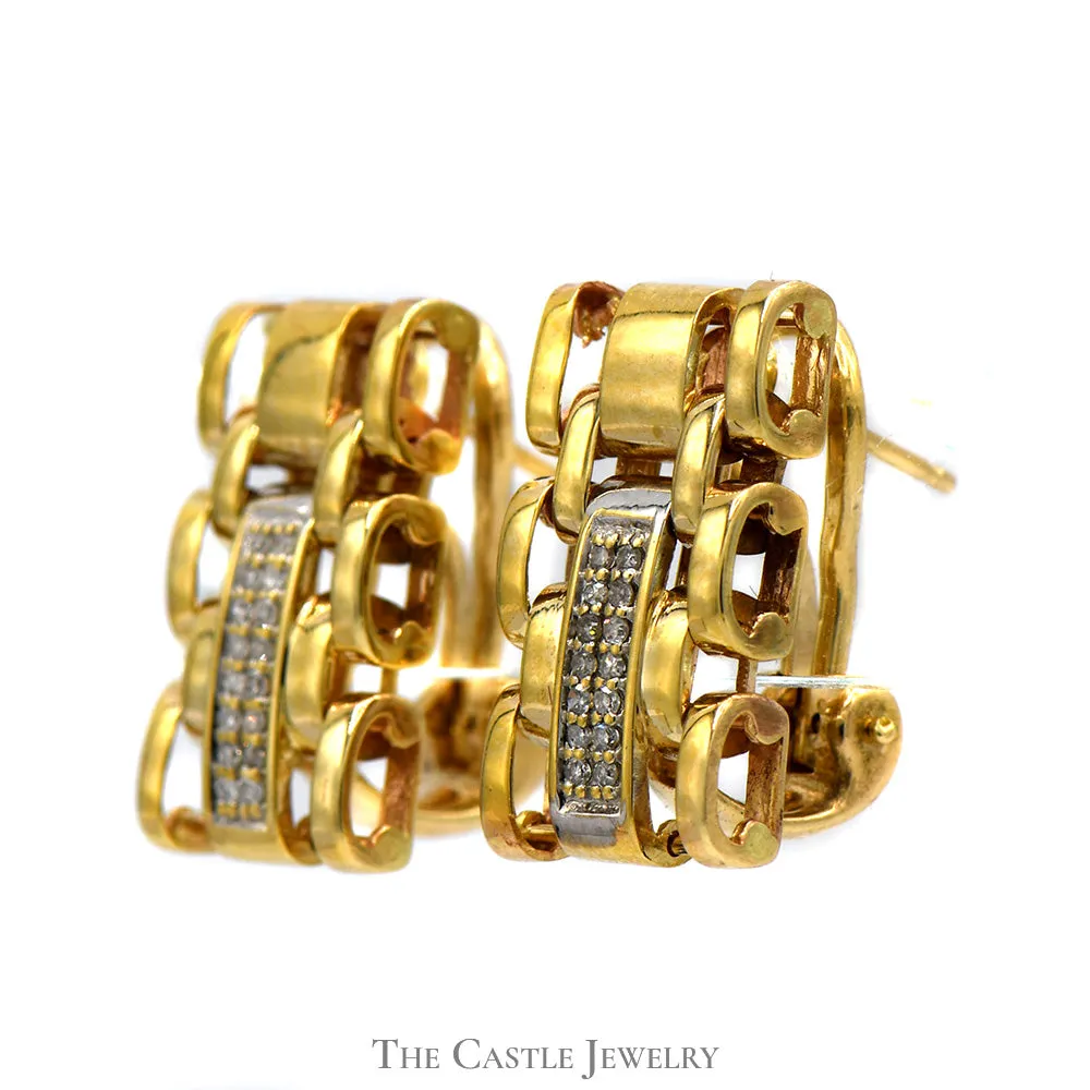 Jubilee Band Style Earrings with Diamond Accents in 14k Yellow Gold