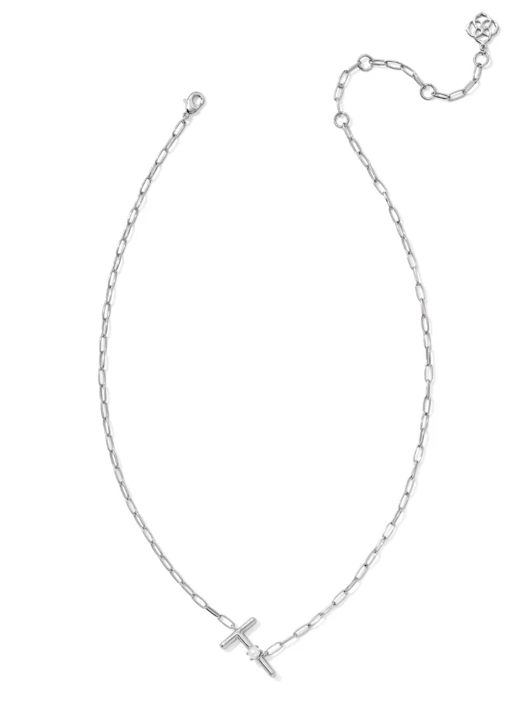 Kendra Scott Pearl Letter Necklace - Silver & Pearl