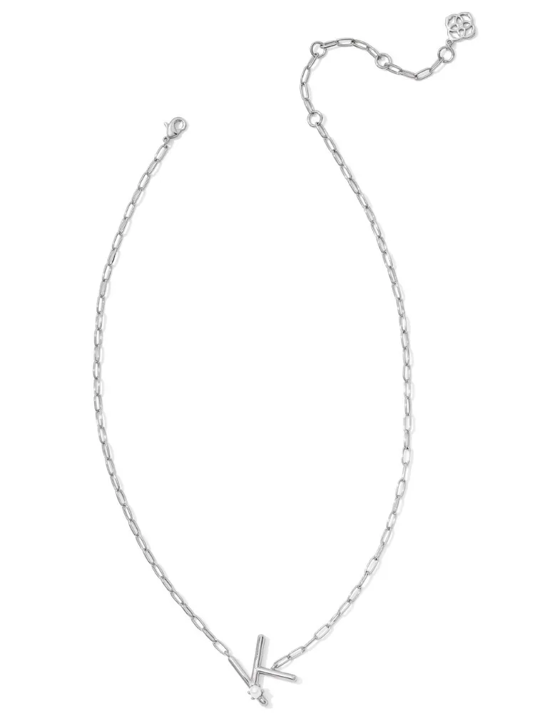 Kendra Scott Pearl Letter Necklace - Silver & Pearl