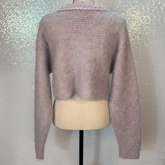 Kimchi Blue Madeline Embellished Cropped Cardigan Lilac size Large