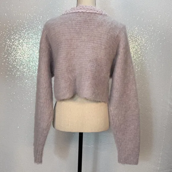 Kimchi Blue Madeline Embellished Cropped Cardigan Lilac size Large