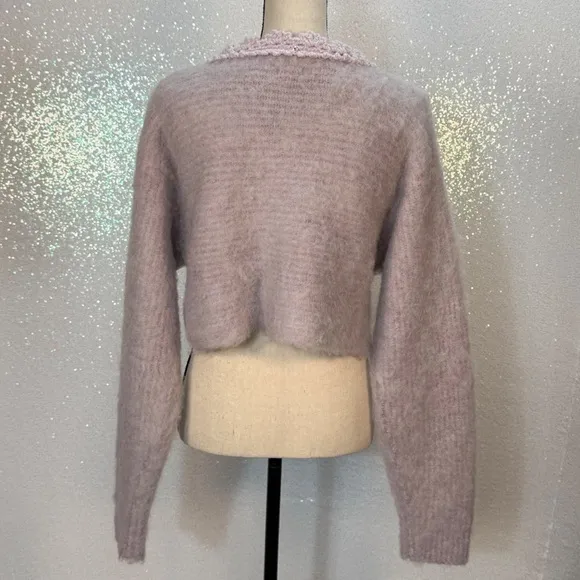 Kimchi Blue Madeline Embellished Cropped Cardigan Lilac size Large